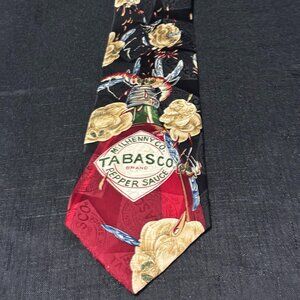 Tabasco Brand 100% Silk Mens Tie Mosquito Hot Sauce Bottle